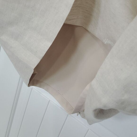 Tahari Cream Linen Blend Dress with pearl Embroidery, Size 6 - Picture 5 of 7